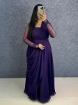 2TRENDING FENDY SILK SEQUENCE AND BEADS WORK GOWN WITH DUPATTA AND WAIST BELT FESTIVE WEAR WHOLESALE PRICE ETHNIC GARMENT (10)