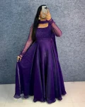 2TRENDING FENDY SILK SEQUENCE AND BEADS WORK GOWN WITH DUPATTA AND WAIST BELT FESTIVE WEAR WHOLESALE PRICE ETHNIC GARMENT (10)