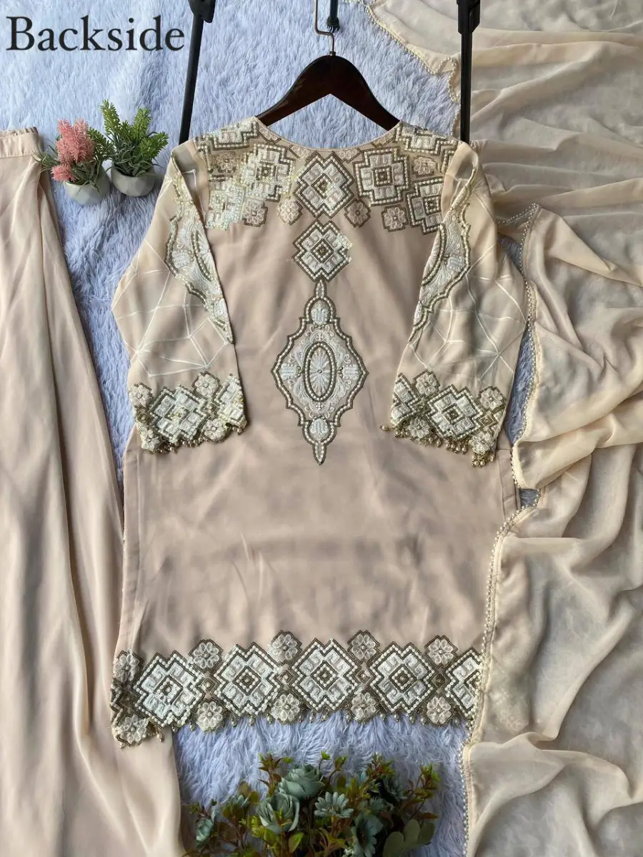 2TRENDING GEORGETTE SEQUENCE EMBROIDERY WORK MOTHER DAUGHTER SET FESTIVE WEAR WHOLESALE PRICE ETHNIC GARMENT (20)