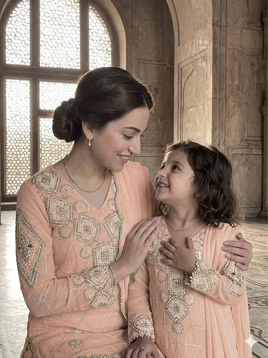 2TRENDING GEORGETTE SEQUENCE EMBROIDERY WORK MOTHER DAUGHTER SET FESTIVE WEAR WHOLESALE PRICE ETHNIC GARMENT (23)