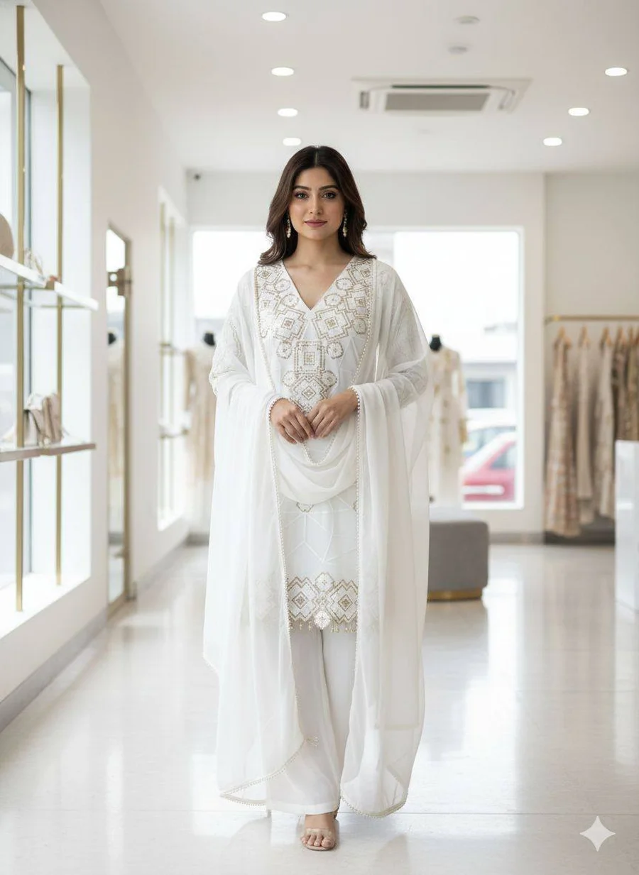 2TRENDING GEORGETTE SEQUENCE EMBROIDERY WORK MOTHER DAUGHTER SET FESTIVE WEAR WHOLESALE PRICE ETHNIC GARMENT (5)