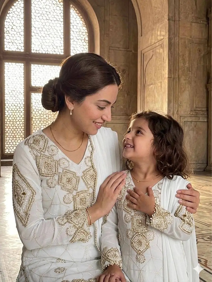 2TRENDING GEORGETTE SEQUENCE EMBROIDERY WORK MOTHER DAUGHTER SET FESTIVE WEAR WHOLESALE PRICE ETHNIC GARMENT (6)