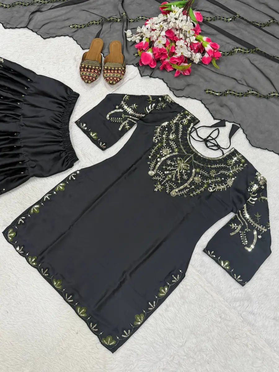 2TRENDING JAPAN SATIN EMBROIDERY SEQUENCE WORK TOP PATIYALA WITH DUPATTA FESTIVE WEAR WHOLESALE PRICE ETHNIC GARMENT (39)