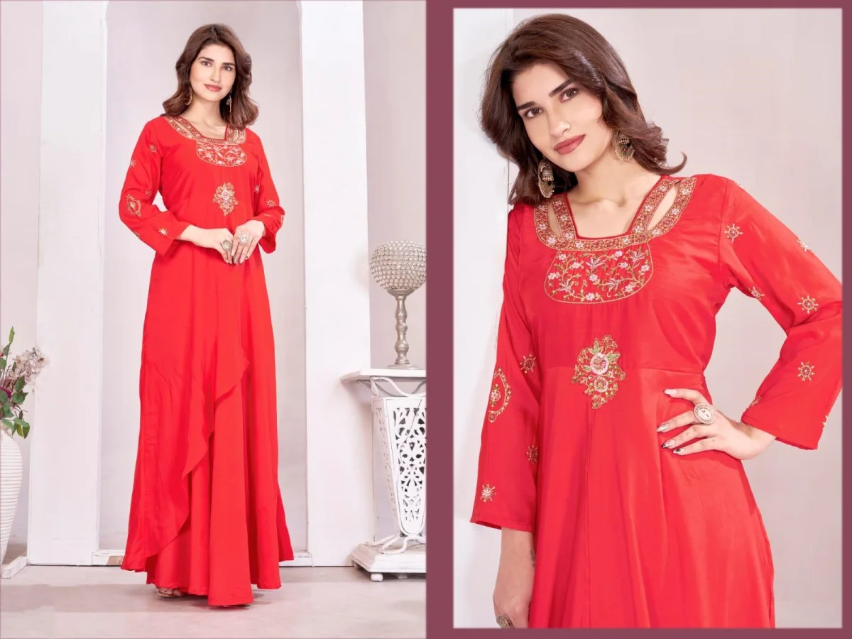 2TRENDING MUSLIN EMBROIDERY WOEK GOWN FESTIVE WEAR WHOLESALE PRICE ETHNIC GARMENT (10)