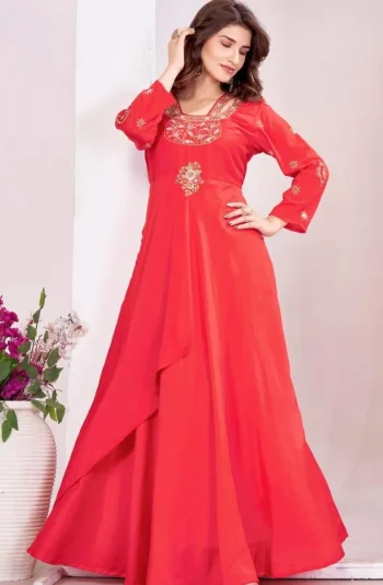 TRENDING MUSLIN EMBROIDERY WOEK GOWN RANI