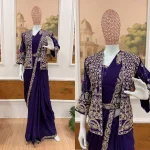 2TRENDING RANGOLI SILK EMBROIDERY WORK LACE BORDER WORK READY TO WEAR SAREE WITH STITCHED BLOUSE AND KOTI PARTY WEAR WHOLESALE PRICE ETHNIC GARMENT (9)