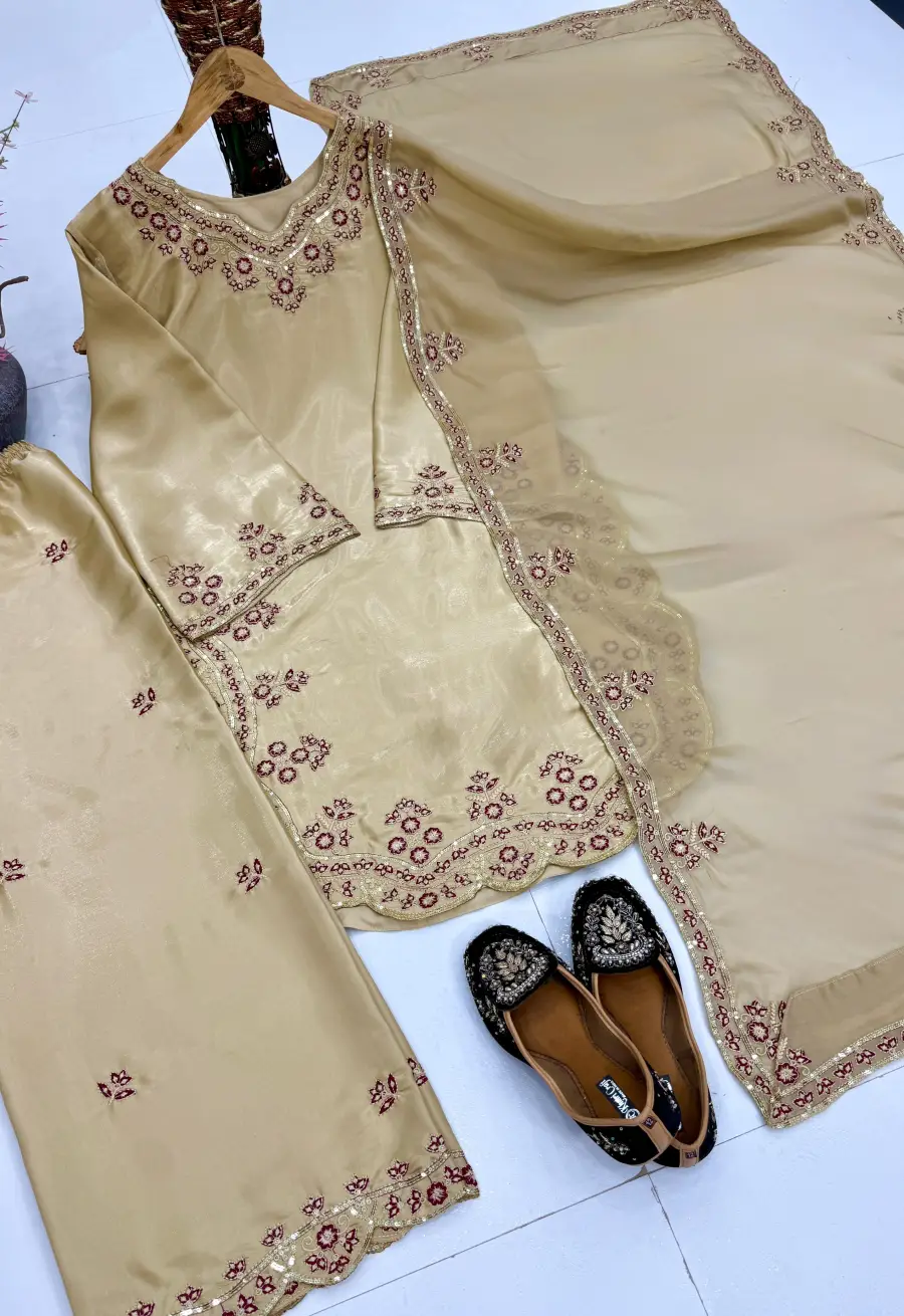 30DESIGNER ROMAN GLASS EMBROIDERY SEQUENCE WITH FANCY CUT WORK TOP PALAZZO WITH DUPATTA FESTIVE WEAR WHOLESALE PRICE ETHNIC GARMENT (11)