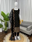 30DESIGNER ROMAN GLASS THREAD & SEQUENCE WORK TOP BOTTOM WITH DUPATTA FESTIVE WEAR WHOLESALE PRICE ETHNIC GARMENT (4)