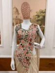 3CLASSIC CHINON EMBROIDERY WORK READY TO WEAR SAREE WITH STITCHED BLOUSE PARTY WEAR WHOLESALE PRICE ETHNIC GARMENT (25)