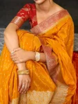 3CLASSIC LICHI SILK JACQUARD WORK SAREE WITH UNSTITCHED BLOUSE FESTIVE WEAR WHOLESALE PRICE ETHNIC GARMENT (23)