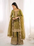 3DESIGNER FENDY SILK EMBROIDERY CODING AND SEQUENCE WORK TOP PALAZZO WITH DUPATTA FESTIVE WEAR WHOLESALE PRICE ETHNIC GARMENT (10)