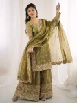 3DESIGNER FENDY SILK EMBROIDERY CODING AND SEQUENCE WORK TOP PALAZZO WITH DUPATTA FESTIVE WEAR WHOLESALE PRICE ETHNIC GARMENT (10)