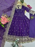 3DESIGNER FENDY SILK EMBROIDERY SEQUENCE WORK GOWN BOTTOM WITH DUPATTA FESTIVE WEAR WHOLESALE PRICE ETHNIC GARMENT (29)