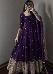 DESIGNER FENDY SILK EMBROIDERY SEQUENCE WORK GOWN BOTTOM WITH DUPATTA PURPLE