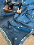 3DESIGNER SATIN SILK SEQUENCE EMBROIDERY WORK SAREE WITH UNSTITCHED BLOUSE PARTY WEAR WHOLESALE PRICE ETHNIC GARMENT (15)