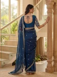 3DESIGNER SATIN SILK SEQUENCE EMBROIDERY WORK SAREE WITH UNSTITCHED BLOUSE PARTY WEAR WHOLESALE PRICE ETHNIC GARMENT (15)