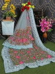 3DESIGNER SOFT NET CHIKANKARI EMBROIDERY WORK SAREE WITH UNSTITCHED BLOUSE PARTY WEAR WHOLESALE PRICE ETHNIC GARMENT (18)