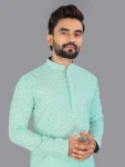 3FANCY COTTON CHIKANKARI EMBROIDERY WORK MEN’S KURTA PAYJAMA FESTIVE WEAR WHOLESALE PRICE ETHNIC GARMENT (25)