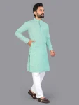 3FANCY COTTON CHIKANKARI EMBROIDERY WORK MEN’S KURTA PAYJAMA FESTIVE WEAR WHOLESALE PRICE ETHNIC GARMENT (25)