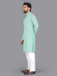 3FANCY COTTON CHIKANKARI EMBROIDERY WORK MEN’S KURTA PAYJAMA FESTIVE WEAR WHOLESALE PRICE ETHNIC GARMENT (25)
