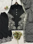 3FANCY CREPE SILK EMBROIDERY WORK TOP PALAZZO WITH DUPATTA FESTIVE WEAR WHOLESALE PRICE ETHNIC GARMENT (23)