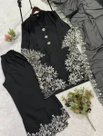 3FANCY CREPE SILK EMBROIDERY WORK TOP PALAZZO WITH DUPATTA FESTIVE WEAR WHOLESALE PRICE ETHNIC GARMENT (23)