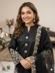 3FANCY CREPE SILK EMBROIDERY WORK TOP PALAZZO WITH DUPATTA FESTIVE WEAR WHOLESALE PRICE ETHNIC GARMENT (23)