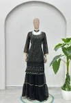3FANCY GEORGETTE EMBROIDERY SEQUENCE ZARI WORK TOP SHARARA WITH DUPATTA FESTIVE WEAR WHOLESALE PRICE ETHNIC GARMENT (60)