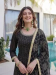 3FANCY GEORGETTE EMBROIDERY SEQUENCE ZARI WORK TOP SHARARA WITH DUPATTA FESTIVE WEAR WHOLESALE PRICE ETHNIC GARMENT (60)