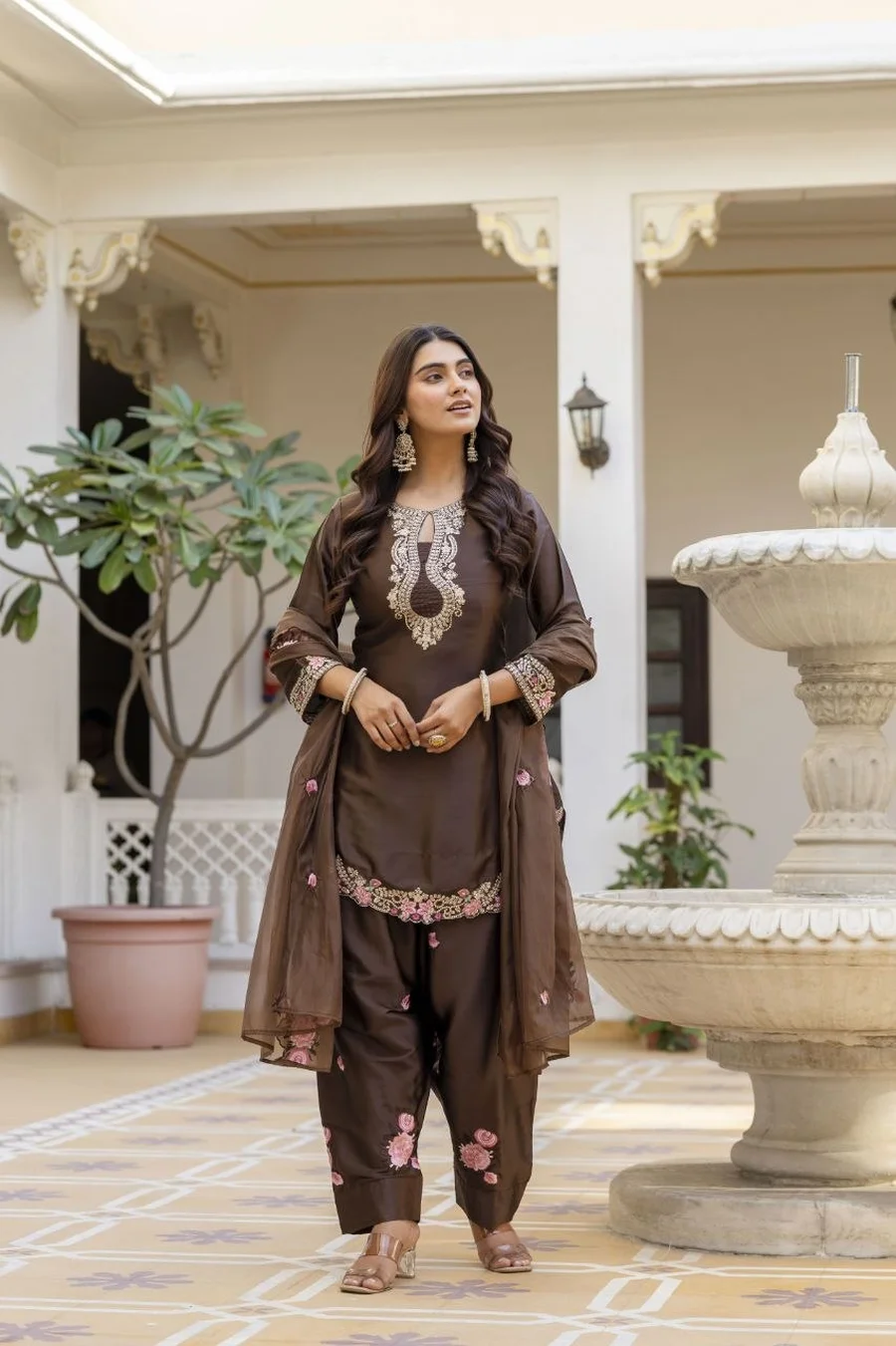 3FANCY JAPAN SATIN SEQUENCE CODING EMBROIDERY WORK TOP PATIYALA WITH DUPATTA FESTIVE WEAR WHOLESALE PRICE ETHNIC GARMENT (25)