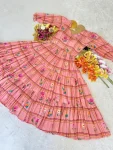 3FANCY MUL CHANDERI CHECKS FLORAL PRINT WORK ONE PIECE DRESS DAILY WEAR WHOLESALE PRICE ETHNIC GARMENT (11)