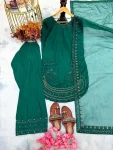 3FANCY NATURAL CREPE EMBROIDERY 3 MM SEQUENCE WORK WITH CUTWORK TOP PATIYALA WITH DUPATTA FESTIVE WEAR WHOLESALE PRICE ETHNIC GARMENT (19)