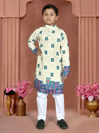 FANCY RAYON CHIKANKARI WORK KID'S KURTA PAYJAMA RAMA