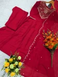 3FANCY VICHITRA SILK SEQUENCE CODING EMBROIDERY WORK TOP BOTTOM WITH DUPATTA FESTIVE WEAR WHOLESALE PRICE ETHNIC GARMENT (27)