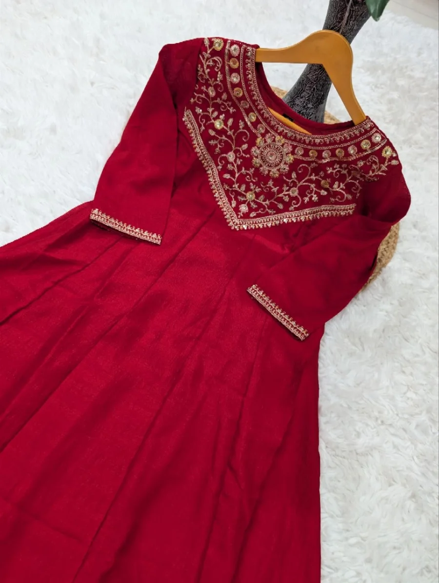 3FANCY VICHITRA SILK SEQUENCE CODING EMBROIDERY WORK TOP BOTTOM WITH DUPATTA FESTIVE WEAR WHOLESALE PRICE ETHNIC GARMENT (26)