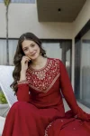 3FANCY VICHITRA SILK SEQUENCE CODING EMBROIDERY WORK TOP BOTTOM WITH DUPATTA FESTIVE WEAR WHOLESALE PRICE ETHNIC GARMENT (27)