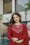 3FANCY VICHITRA SILK SEQUENCE CODING EMBROIDERY WORK TOP BOTTOM WITH DUPATTA FESTIVE WEAR WHOLESALE PRICE ETHNIC GARMENT (27)