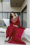 3FANCY VICHITRA SILK SEQUENCE CODING EMBROIDERY WORK TOP BOTTOM WITH DUPATTA FESTIVE WEAR WHOLESALE PRICE ETHNIC GARMENT (27)