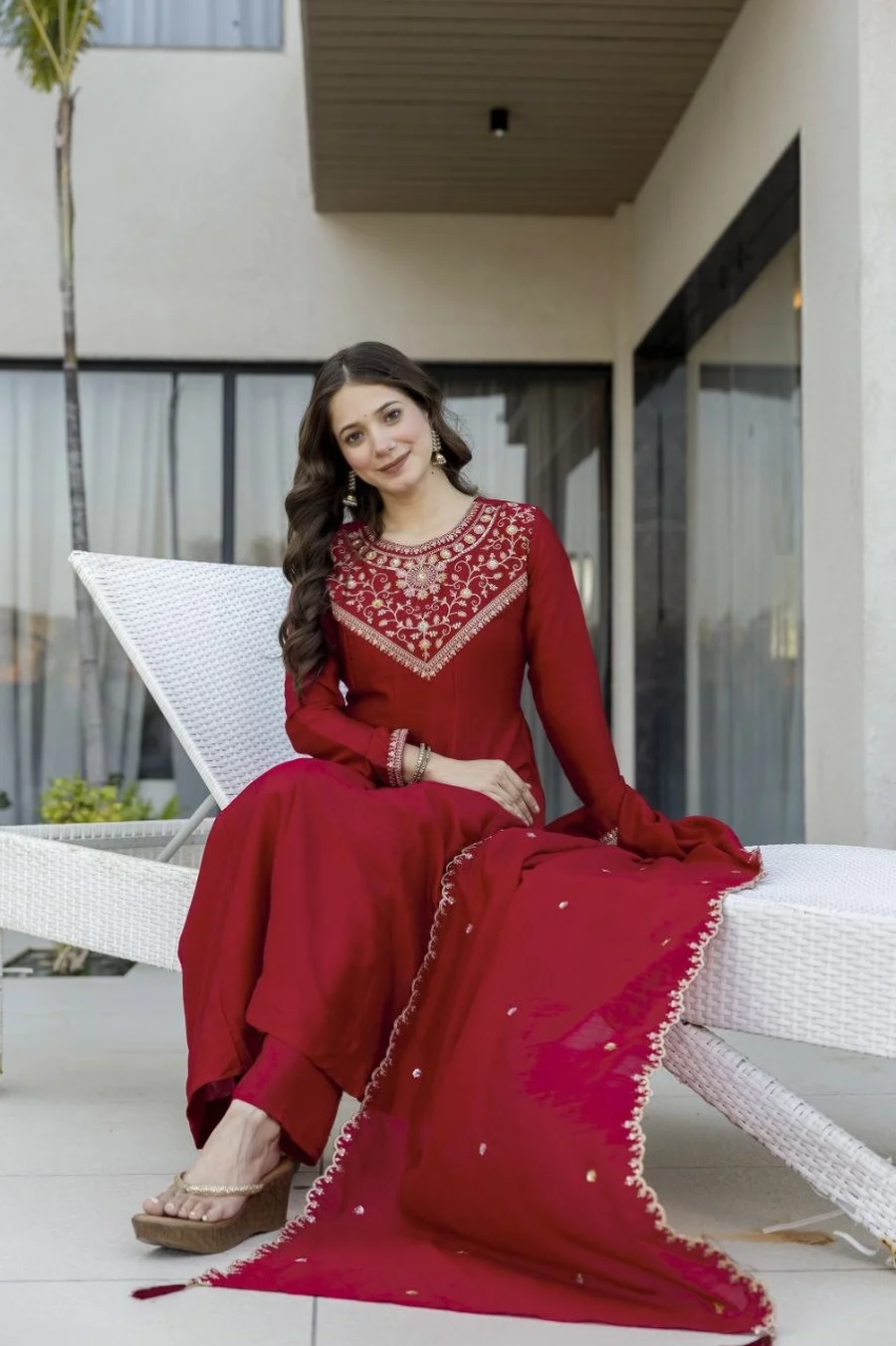 3FANCY VICHITRA SILK SEQUENCE CODING EMBROIDERY WORK TOP BOTTOM WITH DUPATTA FESTIVE WEAR WHOLESALE PRICE ETHNIC GARMENT (30)