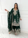 3MODERN CHINON SILK EMBROIDERY SEQUENCE WORK WITH RIVET MOTI WORK TOP SHARARA WITH DUPATTA FESTIVE WEAR WHOLESALE PRICE ETHNIC GARMENT (5)