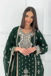 3MODERN CHINON SILK EMBROIDERY SEQUENCE WORK WITH RIVET MOTI WORK TOP SHARARA WITH DUPATTA FESTIVE WEAR WHOLESALE PRICE ETHNIC GARMENT (8)