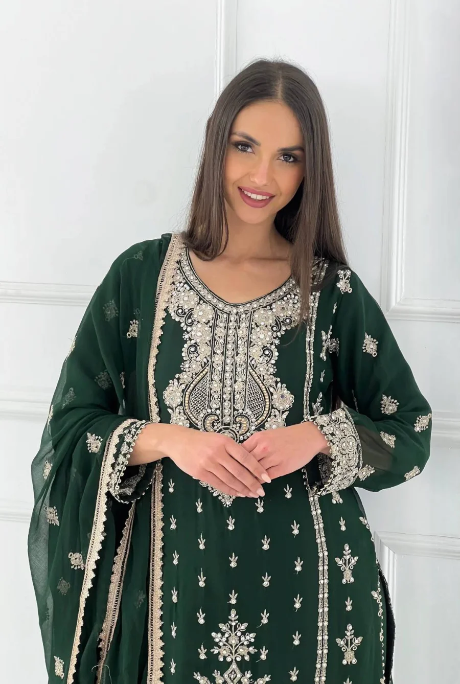 3MODERN CHINON SILK EMBROIDERY SEQUENCE WORK WITH RIVET MOTI WORK TOP SHARARA WITH DUPATTA FESTIVE WEAR WHOLESALE PRICE ETHNIC GARMENT (7)
