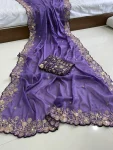 3MODERN GEORGETTE SEQUENCE WORK CUT WORK BORDER SAREE WITH UNSTITCHED BLOUSE WEDDING WEAR WHOLESALE PRICE ETHNIC GARMENT (13)