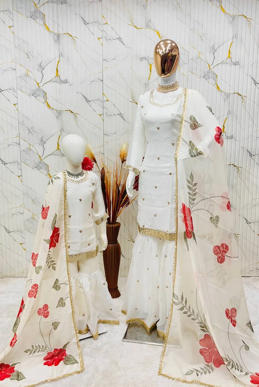 3MODERN GMY SILK EMBROIDERY SEQUENCE WORK MOTHER DAUGHTER SET FESTIVE WEAR WHOLESALE PRICE ETHNIC GARMENT (16)