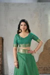 3MODERN LINENE COTTON SILK GOLD ZARI AND SELF DESIGN WORK SAREE WITH UNSTITCHED BLOUSE FESTIVE WEAR WHOLESALE PRICE ETHNIC GARMENT (8)