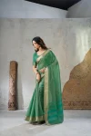 3MODERN LINENE COTTON SILK GOLD ZARI AND SELF DESIGN WORK SAREE WITH UNSTITCHED BLOUSE FESTIVE WEAR WHOLESALE PRICE ETHNIC GARMENT (8)