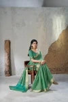 3MODERN LINENE COTTON SILK GOLD ZARI AND SELF DESIGN WORK SAREE WITH UNSTITCHED BLOUSE FESTIVE WEAR WHOLESALE PRICE ETHNIC GARMENT (8)