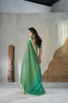 3MODERN LINENE COTTON SILK GOLD ZARI AND SELF DESIGN WORK SAREE WITH UNSTITCHED BLOUSE FESTIVE WEAR WHOLESALE PRICE ETHNIC GARMENT (8)