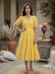 3MODERN MUSLIN SILK GINGHAM PRINT WORK ONE PIECE DRESS FESTIVE WEAR WHOLESALE PRICE ETHNIC GARMENT (1)