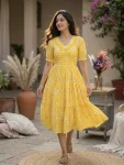3MODERN MUSLIN SILK GINGHAM PRINT WORK ONE PIECE DRESS FESTIVE WEAR WHOLESALE PRICE ETHNIC GARMENT (1)